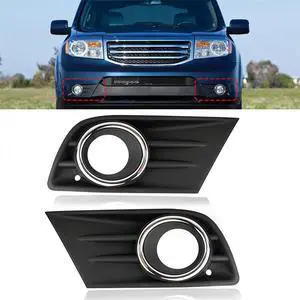 Acaigel Front Bumper Fog Light Cover W/Chrome Ring Left Right For Honda Pilot 2012-2015