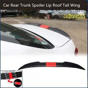 FYUU Glossy Black + Red Adjustable Car Rear Trunk Spoiler Lip Roof Tail Wing For Car