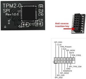 1Piece TPM 20 Security Module Board for ASROCK 14 PIN SPI Motherboard for Windows 11