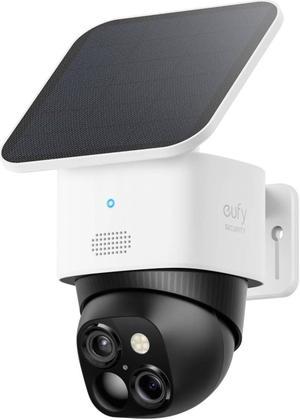 eufy Security SoloCam S340, Solar Security Camera, Wireless Outdoor Camera, 360 Degree Pan & Tilt Surveillance, No Blind Spots, 2.4 GHz Wi-Fi, No Monthly Fee, HomeBase S380 Compatible (Renewed)