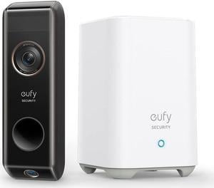eufy Security Video Doorbell Dual Camera (Battery-Powered) with HomeBase, Wireless Doorbell Camera, Dual Motion and Package Detection, 2K HD, No Monthly Fee, 16GB Local Storage (Renewed)