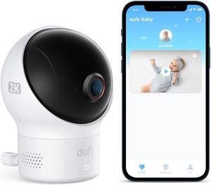 eufy Baby Wi-Fi Baby Monitor 2K with Noise Detection, Night Vision, Room Temperature Detection, Camera, Easy Setup, User-Friendly App, Requires 2.4GHz Wi-Fi (Renewed)