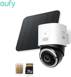 eufy Security 4G LTE Cam S330, 4K Cellular Wireless Security Camera, Pan and Tilt, 4G and Wi-Fi Duo-mode, AI Human/Vehicle Tracking, with SIM Card and 32GB SD Card, T86P2
