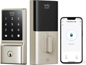 eufy Security Smart Lock C210, Keyless Entry Door Lock for Front Door, Built-in WiFi Deadbolt, No Bridge Required, Easy Installation, Touchscreen Keypad, App Remote Control, 4 AA Batteries, Nickel