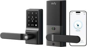 eufy Smart Lock C33, Keyless Fingerprint Door Lock with Handle, Integrated Wi-Fi, Remote Control via App, Biometric Entry Knob, Auto-Locking, IP53 Waterproof (2025 New Version)