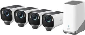 eufy Security eufyCam S3 Pro 4-Cam Kit, Solar Camera Outdoor Wireless, MaxColor Night Vision, 4K Security Camera with Solar Panel, Face Recognition AI, Expandable Local Storage, No Monthly Fee