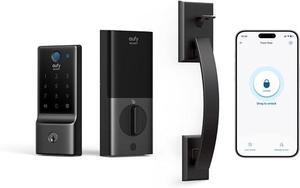 eufy Security Smart Lock C220 w/Handleset, Fingerprint Keyless Entry Door Lock, Built-in Wi-Fi, App Remote Control, Front Door Deadbolt, 8 Months Battery, IP53 Waterproof, BHMA Certified