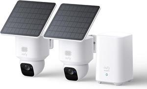 eufy Security SoloCam E30, 2-Cam Kit, Security Cameras Wireless Outdoor, Solar Camera Outdoor Wireless, 360° Pan, AI Tracking, 2K Clarity, HomeBase S380 Compatible, No Monthly Fee