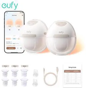 eufy Security Heated Breast Pump Hands-Free E20, Wearable with Innovative HeatFlow, 3 Heat Levels, Optimized Rhythm via App, Hospital-Grade Suction, Leakproof, Ultra-Slim and Quiet for in-Bra Use