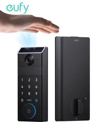 eufy FamiLock S3 Smart Lock With Palm Vein Recognition - Keyless Entry Door Lock for Front Door, 3-in-1 Wi-Fi Keypad Deadbolt+ 2K HDR Camera+ Doorbell, ANSI/BHMA Grade 1, Motion Sensor, No Monthly Fee