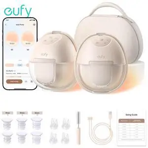 eufy Security Heated Wearable Breast Pump S1 Pro, Slim Hands-Free with Industry-Leading HeatFlow Tech, Wireless Charging Case, App-Controlled OptiRhythm, Hospital-Grade Suction, in-Bra Use