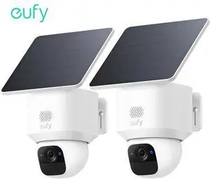 eufy Security SoloCam E30, 2 Pack, Security Cameras Wireless Outdoor, Solar Camera Outdoor Wireless, 360° Pan, AI Tracking, 2K Clarity, No Monthly Fee