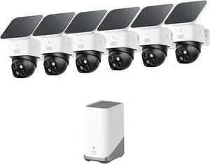 eufy Security SoloCam S340 6-Cam Kit (HomeBase S380), Solar Security Camera, Wireless Outdoor Camera, 360° Pan and Tilt Surveillance, No Blind Spots, 2.4 GHz Wi-Fi, No Monthly Fee 6-Cam Kit