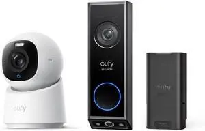 eufy Security Battery Video Doorbell E340 with Battery Indoor Cam E30, Latest Generation, 4K UHD Security Camera, 360 Pan-Tilt