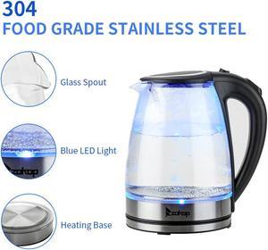 TakeIt Electric Kettle Glass Tea Kettle Water Heater Boiler Fast Boiling Heating 1500W 1.8L Large with Blue LED