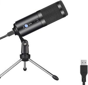 TakeIt USB Microphone with Stand, Metal Condenser Recording Microphone with Real-Time Ear Tracking, for Laptop Computer Recording Vocals, Voice Overs, Online Class, YouTube Videos Black