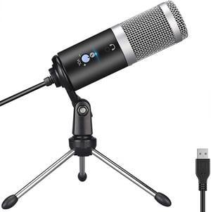 TakeIt USB Microphone with Stand, Metal Condenser Recording Microphone with Real-Time Ear Tracking, for Laptop Computer Recording Vocals, Voice Overs, Online Class, YouTube Videos Silver