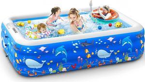 TakeIt Inflatable Swimming Pools, Inflatable Pool for Kids, Kiddie, Toddler, Adults, 100" X 71" X 22" Family Full-Sized Swimming Pool, Lounge Pool for Outdoor, Backyard, Garden, Indoor, Lounge
