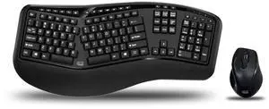 Adesso Wireless Ergonomic Keyboard and Laser Mouse Combo  2.4GHz RF, Split Key Design, Hotkeys, Adjustable DPI, Advanced Laser Sensor, 30ft Range, Canadian Bilingual English/French (WKB-1500GB-FR)