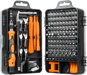 Precision Screwdriver Set, 135 in 1 Small Screw Driver Tool Kit, Professional Repair Tool Kit Plastic Screwdriver Toolbox, Black Orange, 1 Set