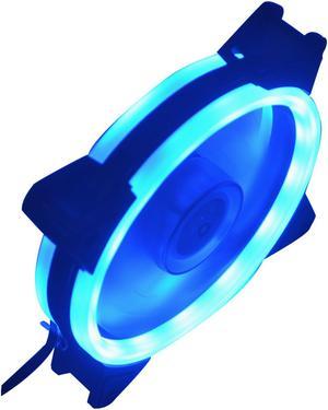 12cm Case Fan, Double Ring LED Blue 11-Blade Radiator Fan, Computer PC Chassis CPU Cooling Fan CPU Cooler, 1 Pcs
