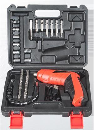 49 in 1 Cordless Screwdriver, 3.6V Red Electric Screwdriver Rechargeable Handle Drill Driver Set , 1 Set