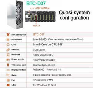 GPU Miner Mining rig Machine System for Mining ETH Ethereum,8 GPU Miner Including 55mm Slots Distance Motherboard, CPU, SSD, RAM,PSU, Case with 4 Cooling Fans(Without GPU)