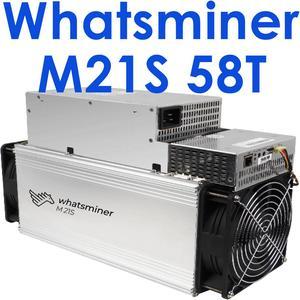 Whatsminer M21S 58T BTC Bitcoin Asic Miner Machine 3360W Include PSU Better Than M20S Antminer L3 S9 S17 T17e M3 M21S M30S Innosilicon T2 T3 A1066