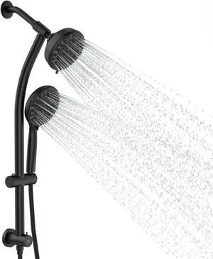 7-mode Handheld Shower Head,Dual showerheads in Brushed Matte Black