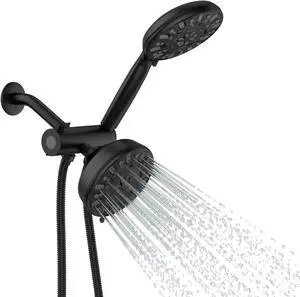Lordear Matte Black 7-Function Dual Shower Head With Handheld Shower System