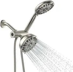 Lordear Brushed Nickel 7-Function Dual Shower Head With Handheld Shower System