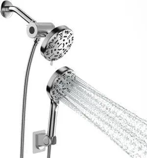 Lordear 8-setting Shower Head with Handheld Shower System (with Pause Switch) Chrome