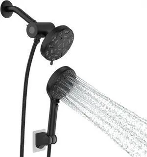 Lordear 8-setting Shower Head with Handheld Shower System (with Pause Switch) Matte Black