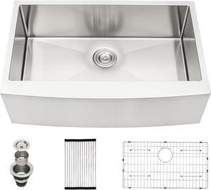33"(L) x 20.75"(W) x 10"(H) 16 Guage SUS 304 Stainless Steel Kitchen Farmhouse Sink Undermount Single Bowl Apron Front Sink, Brushed Finish