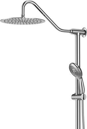 10 Rain Shower Head with 5 Setting Handheld and T 304 Stainless Steel Hose,Drill-Free Slide Bar -Chrome
