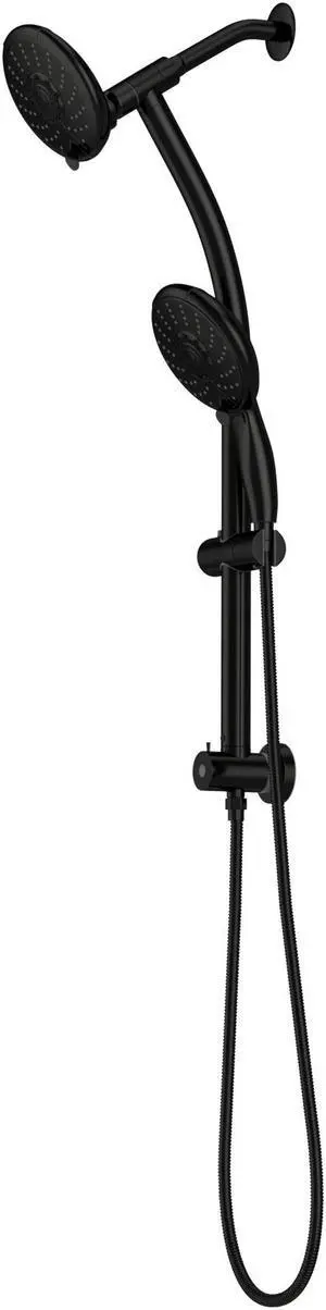 5 Setting Rain Shower Head with Handheld Spray,Drill-Free Slide Bar and Low 3-Way Diverter Bathroom Shower System-Matte Black