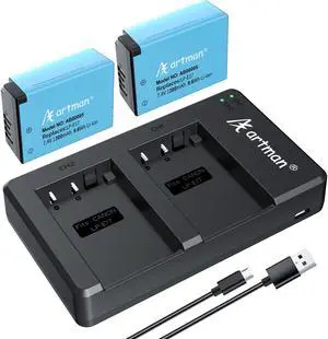LP-E17 BatterY 2-Pack And Rapid Dual USB Charger For Canon EOS R50 RP R10 R8,Rebel T8i, T7i, T6i, T6s, SL2, SL3, EOS M3, M5, M6, EOS 200D, 77D, 750D, 760D, 800D, 8000D, Digital SLR Camera Christmas