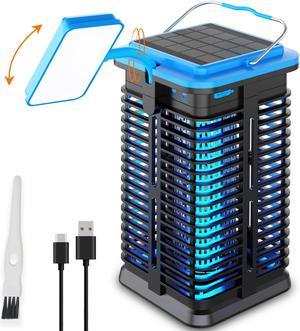 A Artman Solar Bug Zapper with LED Light for Outdoor, 4000mAh Battery Powered Mosquito Zapper, Mosquito Traps, Cordless Mosquito Killer, Electric Moth Zapper for Patio Backyard, Rechargeable, Blue