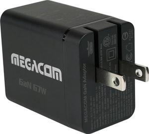 Megacom ME-1011 Foldable Gan Wall Charger 67W 3-Port PD/PPS/QC with 2 USB-C PD3.1/QC4.0(65W) & 1 USB-A QC3.0(18W) fast wall charger compatible with smartphones, tablets, and all USB Type-C devices