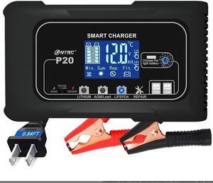 20-Amp Smart Battery Charger,Lithium,LiFePO4,Lead-Acid(AGM/Gel/SLA..) Car Battery Charger,Trickle Charger, Maintainer/deep Cycle Charger,12V/20A and 24V/10A,for Boat,Motorcycle,Lawn Mower,Golf cart..