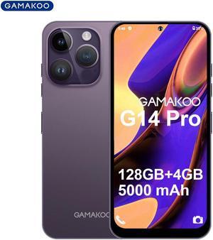 GAMAKOO G14 Pro Android Smartphone 128GB+4GB Dual SIM 6.7 inch | 4G Unlocked Cell Phone | Octa-Core | 5000mAh Long Battery Life | Android 10.0 | 16MP+8MP Camera Mobile Phone | Purple