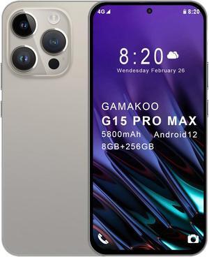 GAMAKOO G15 Pro Max 8+256GB 6.8" Unlocked Cell Phone Android Smartphone Android 12 5800mAh 24MP+32MP Grey