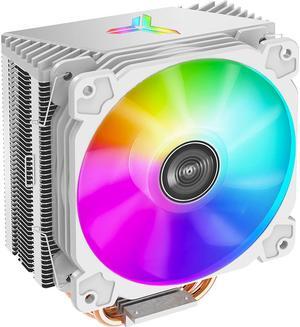 JONSBO CR1000 WHITE CPU Cooler ,White Air Cooler series H:158mm, 4 Copper Heat-pipes Insert Aluminum Fin for AM4 /AM5/Intel LGA1200/115X, 120mm PWM  Colorful Fan  Detachable Blade, Lighting Top