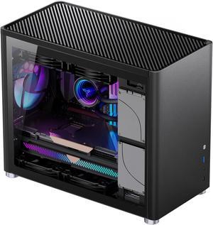 JONSBO D30 BLACK Mini Micro ATX Computer Case, Aluminum/Steel/Tempered Glass-1 Side, Simple High Compatibility MATX Case, Support 240 Water & 168mm Air Cooling, 355mm GPU Support,Interchangeable Side