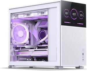 JONSBO D31 MESH SC WHITE Micro ATX Computer Case with Sub HD-LCD Display, M-ATX/DTX/ITX Mainboard/Support RTX 4090(335-400mm) GPU 360/280AIO,Power ATX/SFX: 100mm-220mm  Multiple Tool-free Design,White