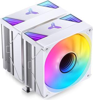 JONSBO CR-3000ARGB White CPU Cooler, 120mm Dual-Fan Dual-Tower,7 High Efficiency Composite Anti-gravity Heatpipe, Support AM5/Intel LGA 1700, Illusion topper with ARGB,No Blocking of the Memory, White