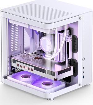 JONSBO TK-1 WHITE V.2.0 Micro ATX Mini Tower Computer CASE, Hyperboloid Glass Design, Separated Cabinet structure, Al Alloy Shell Matx Desktop PC Case, Support ATX power supply/240 AIO/BTF MB, White
