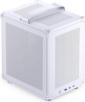JONSBO C6-ITX WHITE ITX Handled Mesh PC Case, Simple Compact Desktop ITX Chassis, SP MB ITX/MINI-DTX, ATX Power Bite (L140mm Max.), SP 170mm Tower Cooler,3 Fan positions, Tool-free Open Case, White