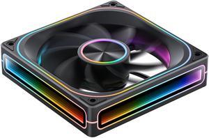JONSBO ZA-120BR(Reversed) PC Case Fan, Silent Computer Fan with 4-Sides Infinity Mirror Fan 2400RPM, 3Pin ARGB , 4Pin PWM Integrated M&F Head ,Aluminum Nameplate, Black