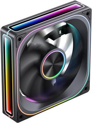 JONSBO ZA-120B PC Case Fan, Silent Computer Fan with 4-Sides Infinity Mirror Fan 2400RPM, 3Pin ARGB , 4Pin PWM Integrated M&F Head ,Aluminum Nameplate, Black